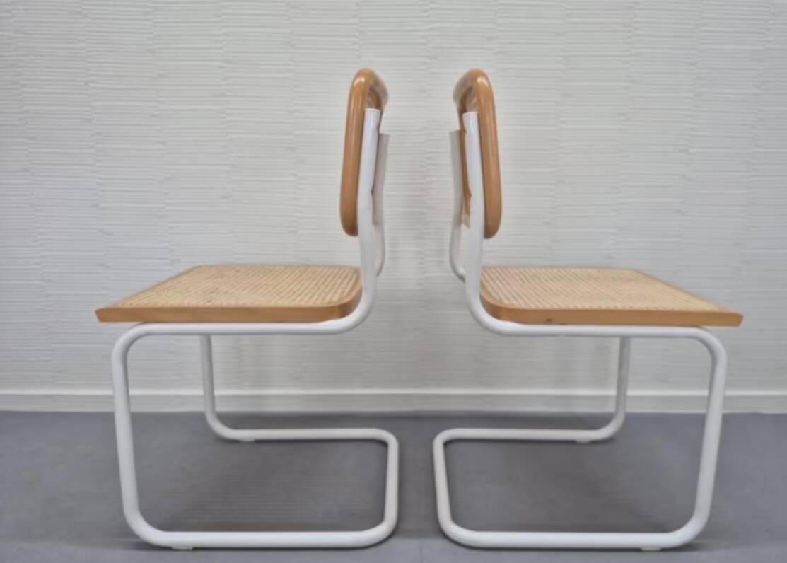 White Framed Marcel Breuer B32 Cesca chair
