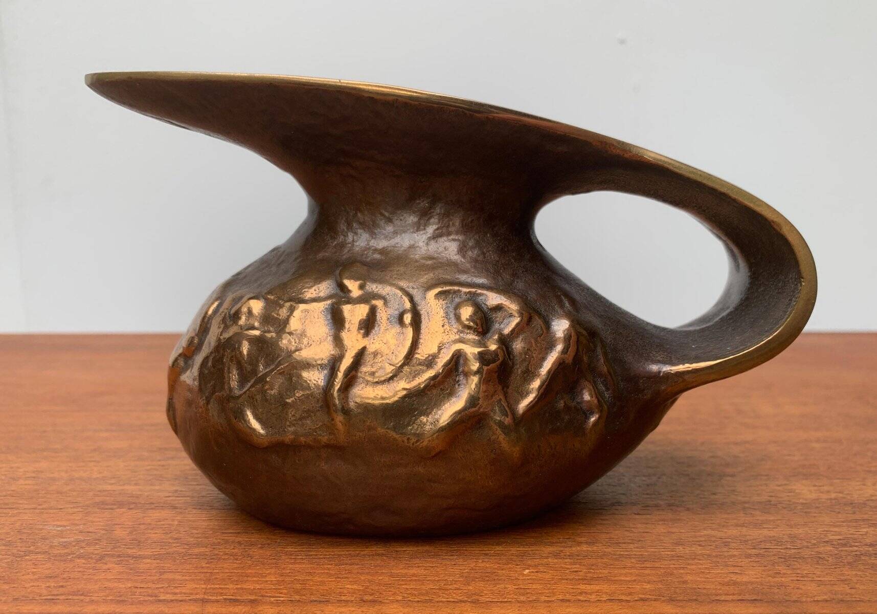 Brutalist Vintage German Bronze Decorative Carafe by Gilde