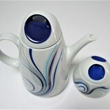 coffee maker and sugar porcelain blue décor design Bareuther 70s