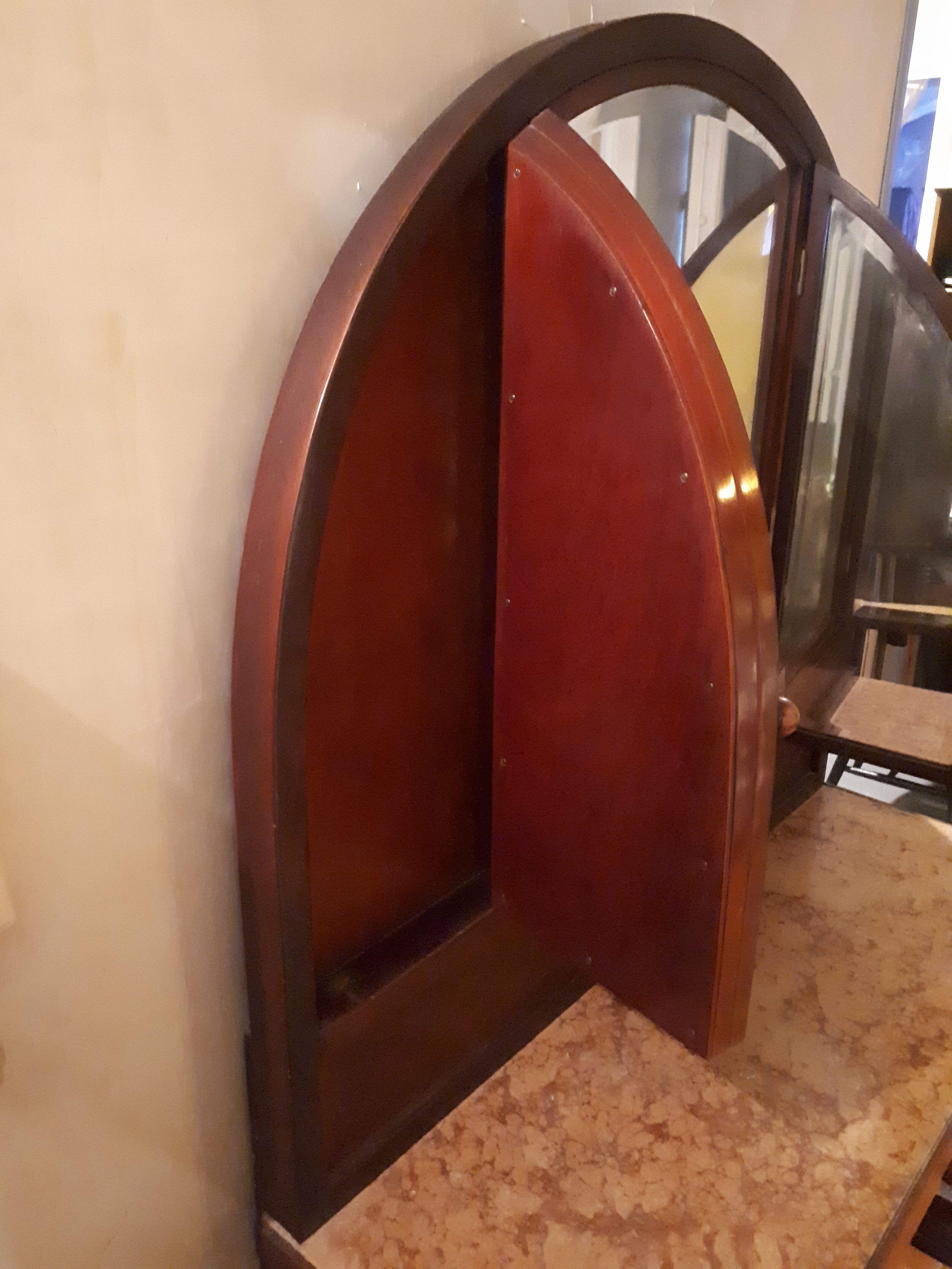 Wooden dressing table Courbet marquetry chevrons art deco Austrian