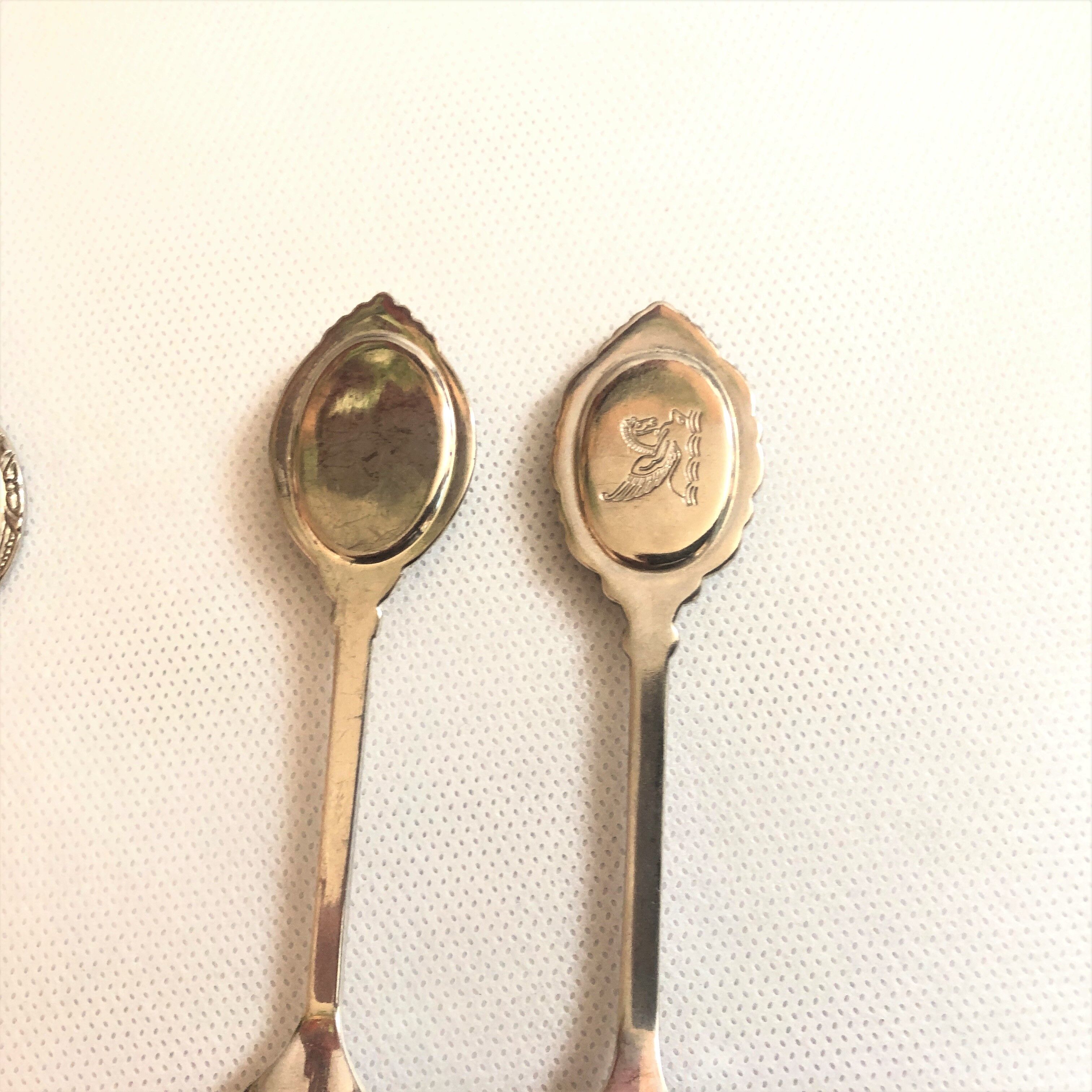 Set of 7 small dessert spoon or coffee with porcelain cabochon