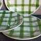 Five dessert plates Orchis-Moulin des Loups vintage checkered décor