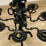 Black brutalist candlestick with 7 lights