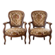 Pair of Louis XV armchairs in wood and floral fabric.