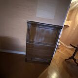 vintage mahogany bar cabinet with front-opening drawers in English style