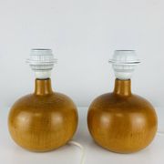Pair of wooden ball lamps in Scandinavian style, 1960s.