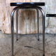 Tabouret formica blanc pieds compas metal chromé vintage