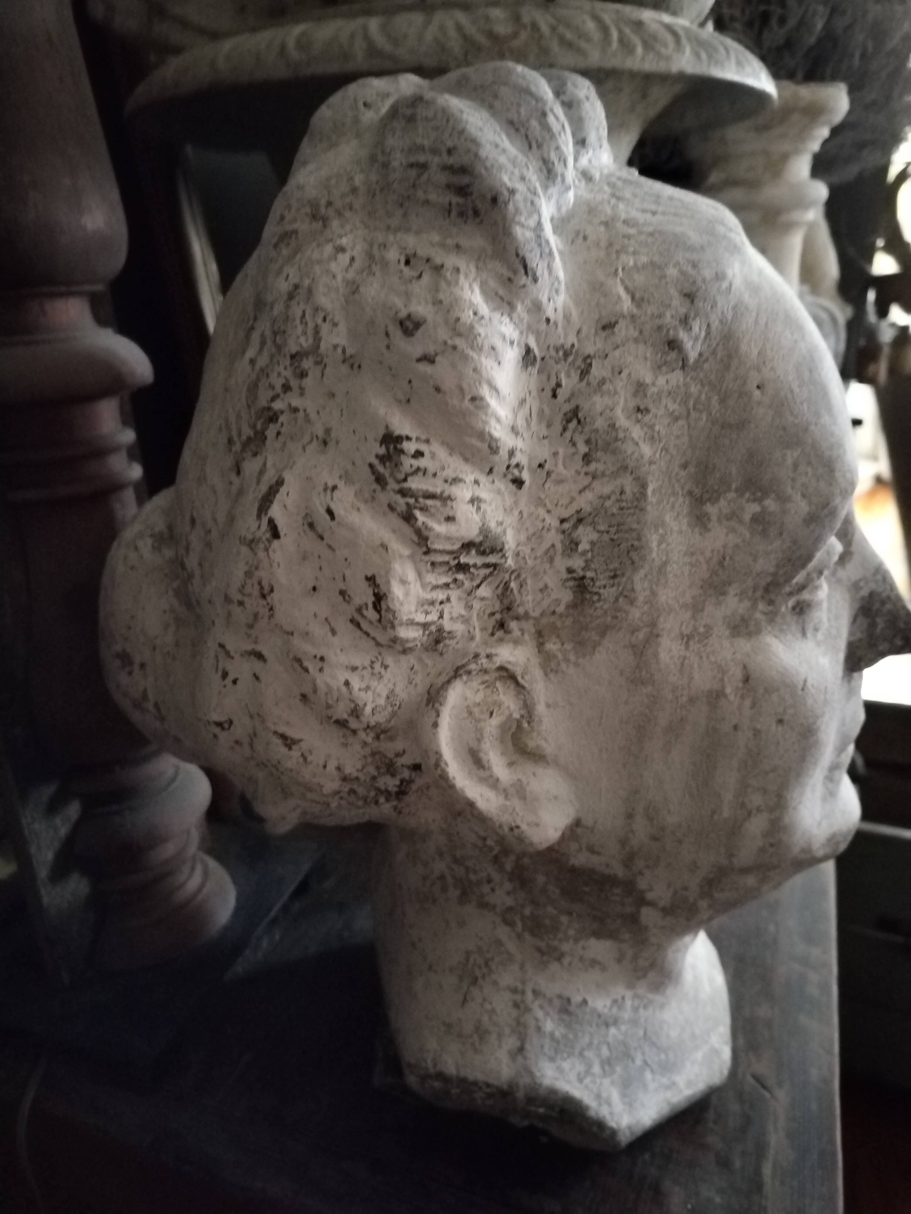 Large plaster bust of woman foot shower early 20th