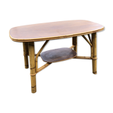 Large coffee table in vintage rattan