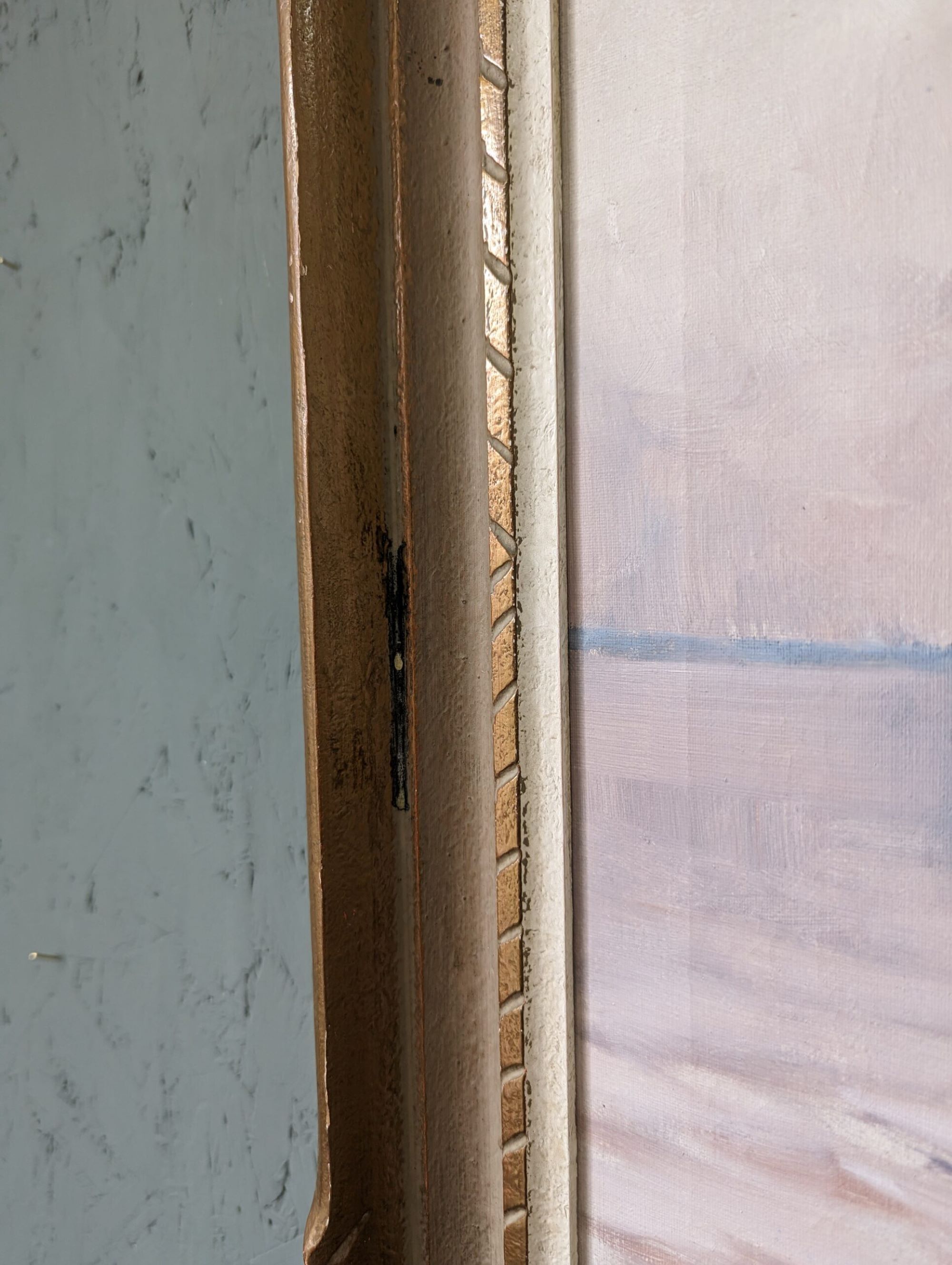 Mid-Century Modern Swedish "Coastal Sunset" Vintage Seascape Oil Painting, Framed