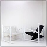 Indoor/Outdoor pair of Black/White Armchairs