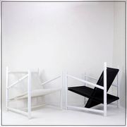 Indoor/Outdoor pair of Black/White Armchairs