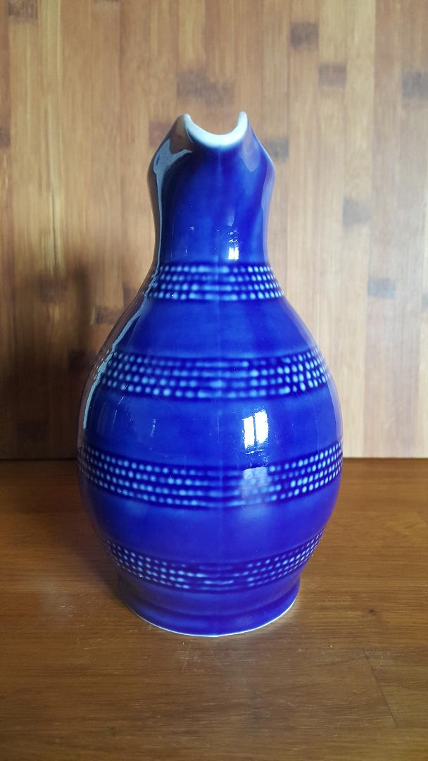 Vintage pitcher blue pattern blue peas 75cl