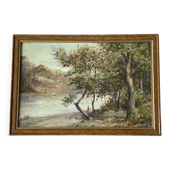 Tableau - Animated scene of Lake Bourget - Chatillon - Post-Impressionism