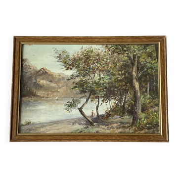 Tableau - Animated scene of Lake Bourget - Chatillon - Post-impressionism