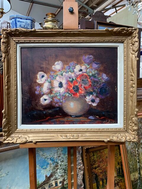 Peinture-Nature morte impressionniste "Bouquet de fleurs".