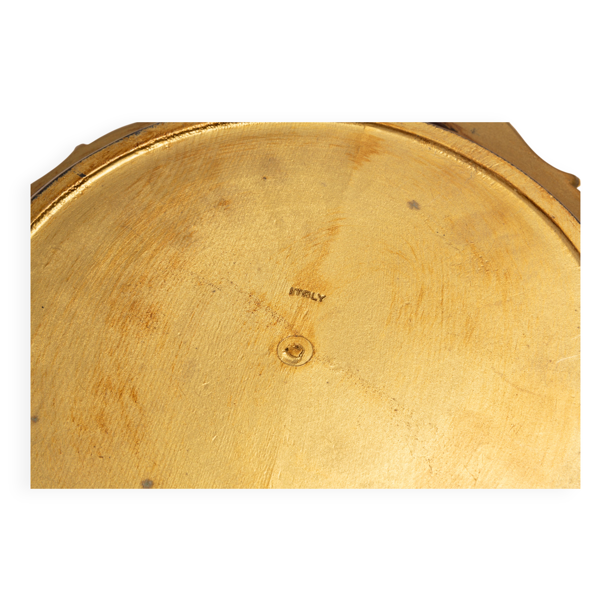 Vintage orange wooden decorative plate, Italy, 1960s