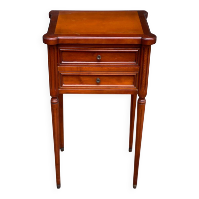 Table d'appoint chevet Style Louis XVI en merisier massif à cannelures 1960