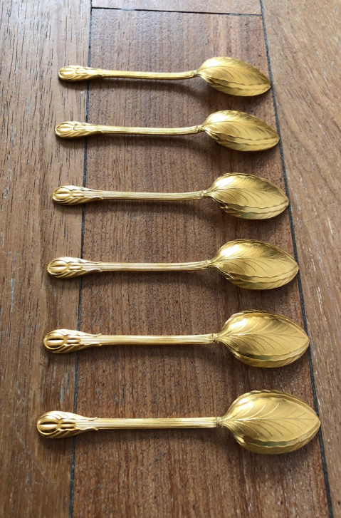 Lot of 6 golden spoons