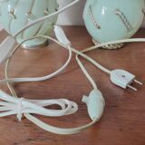 Duo of art deco lamp in mint glass