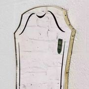 Free-form 60s screen-printed rearview mirror on gold frame
