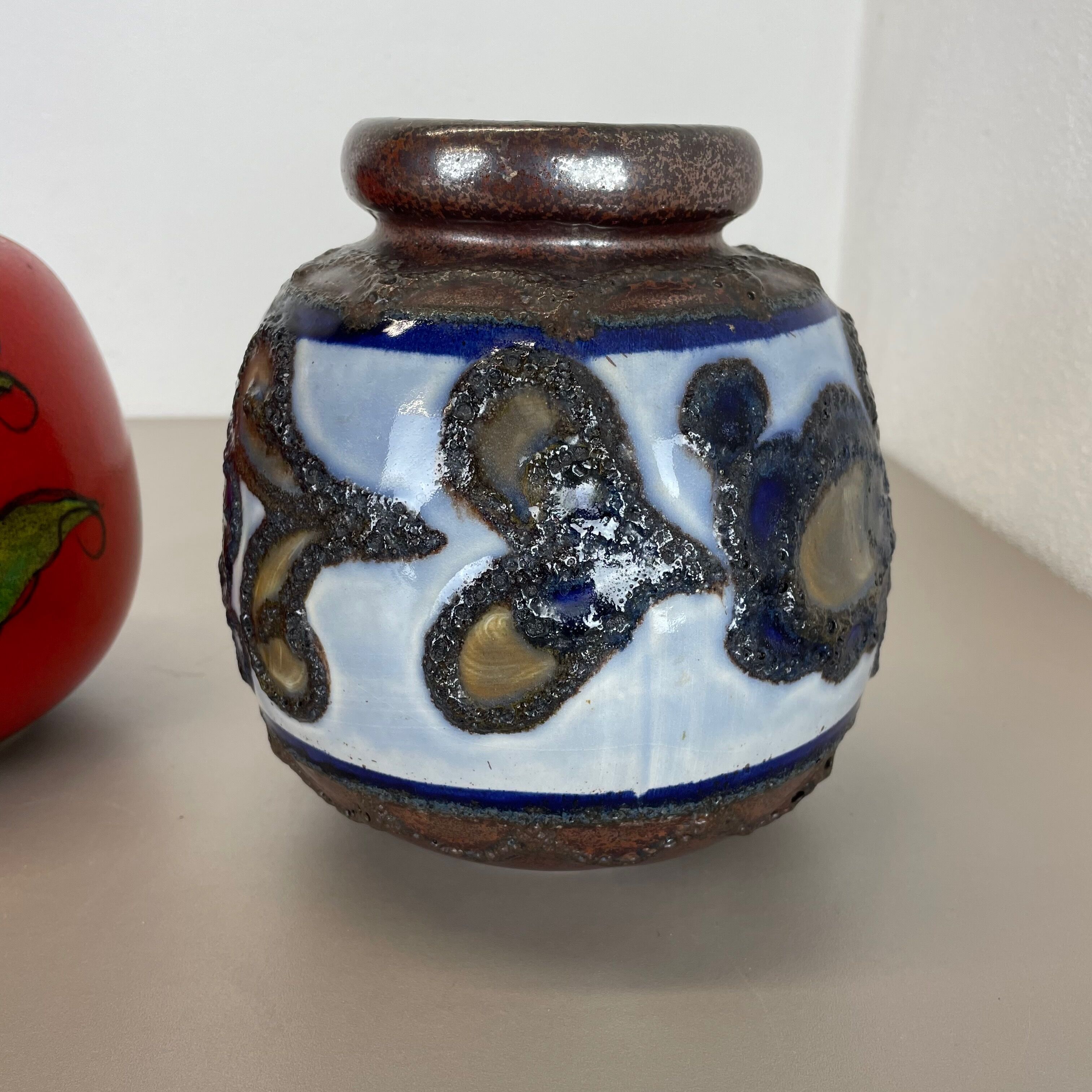 Set of Two Pottery Fat Lava Vases "Multi-Color" by Scheurich, Germany, 1970s