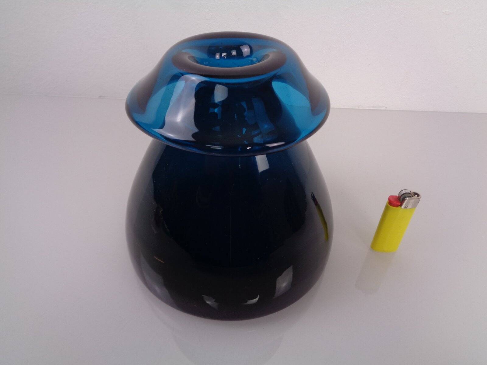 Hand-blown blue glass vase, Italy, 1960s