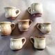 Lot de 7 tasses à café jaunes en grès vintage