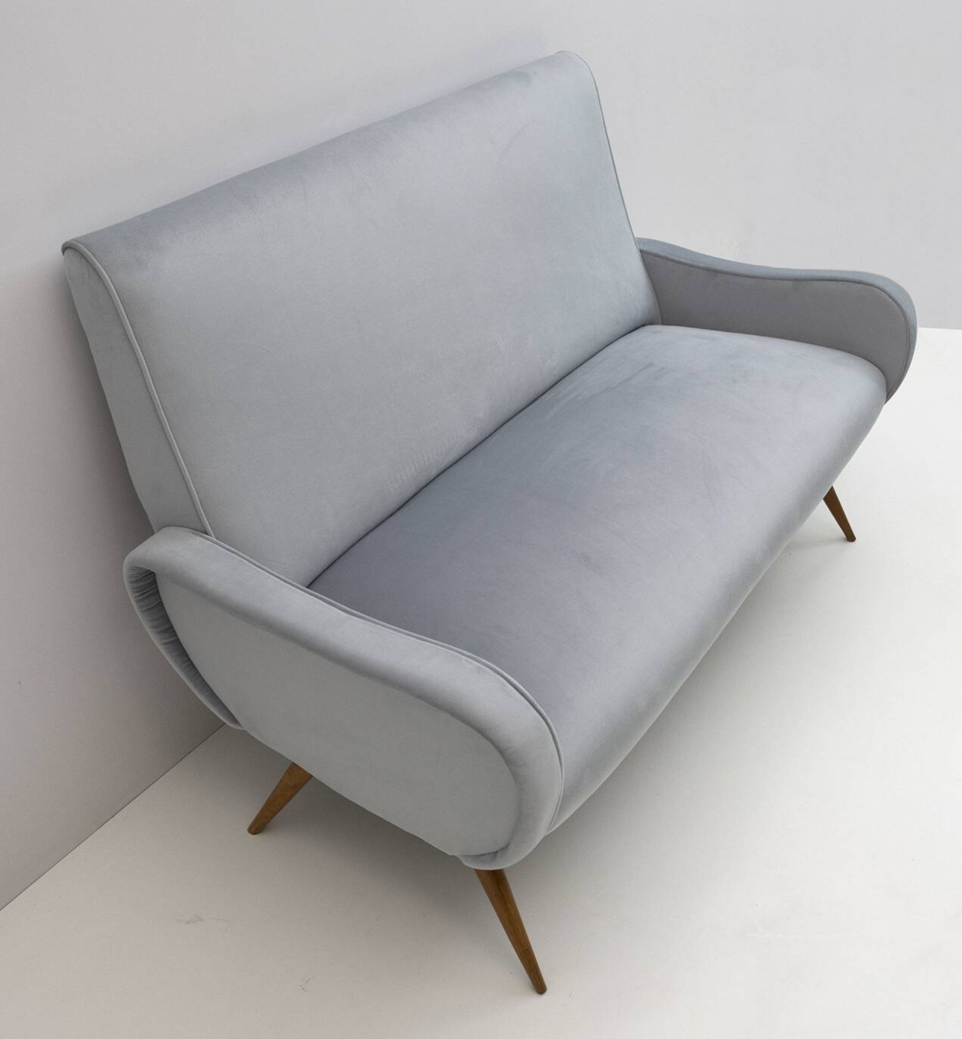 Marco Zanuso Style Mid-Century Modern Velvet Sofa "Lady", 50s
