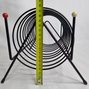 Magazine holder, vinyl holder "spring" in vintage metal, 30 cm