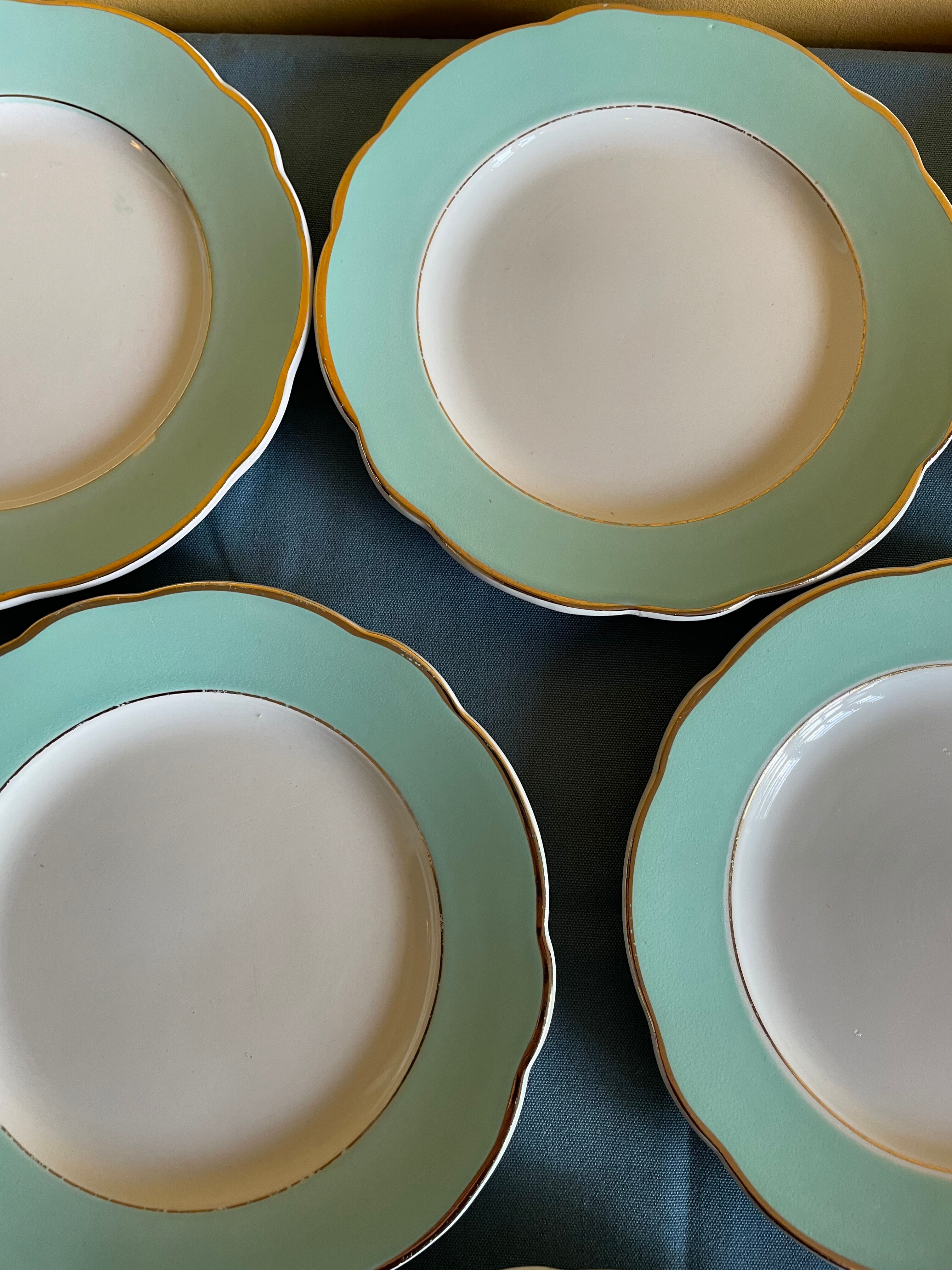 Set of green plates of water
