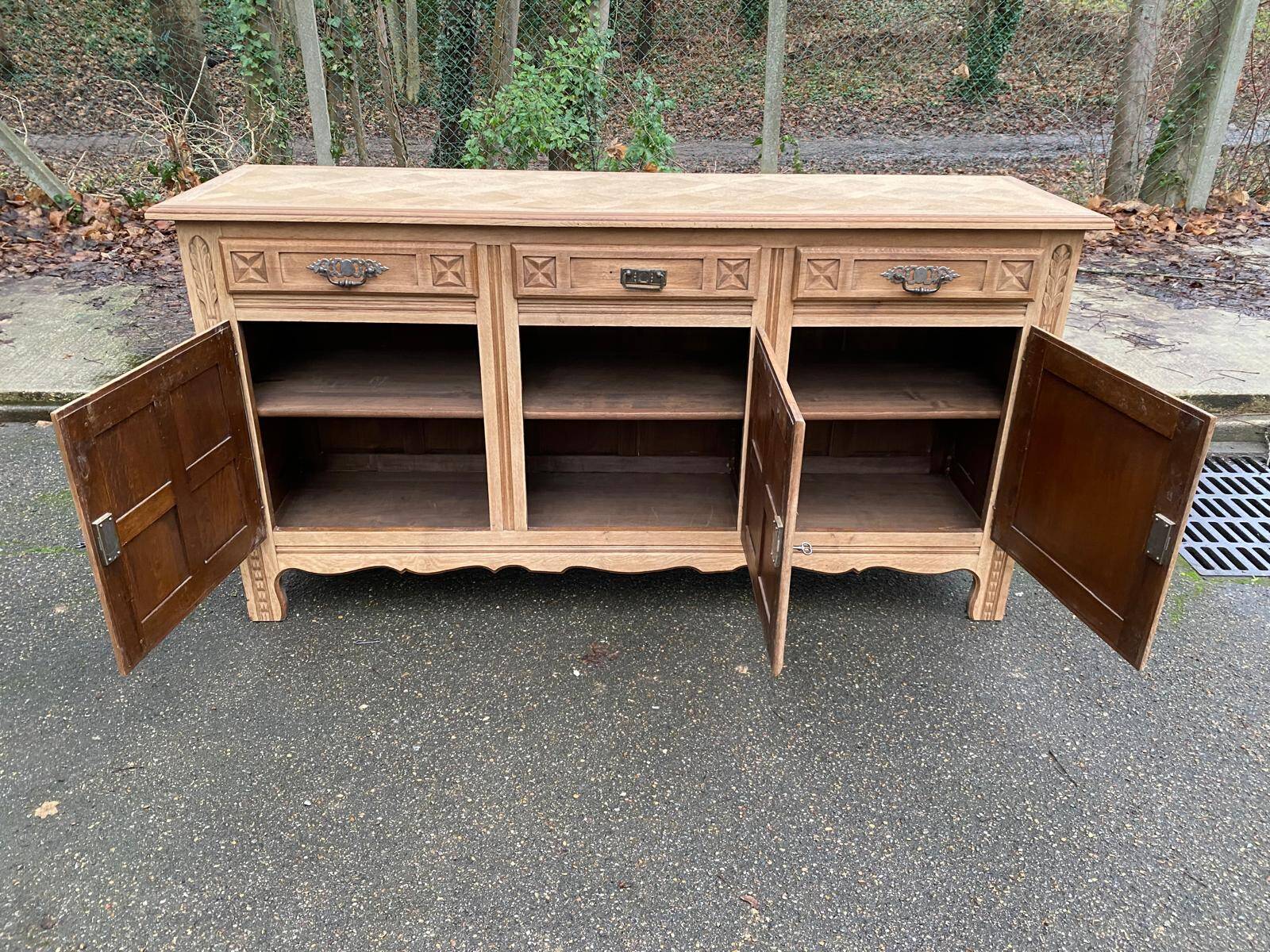Brutalist art deco diamond point sideboard 198cm