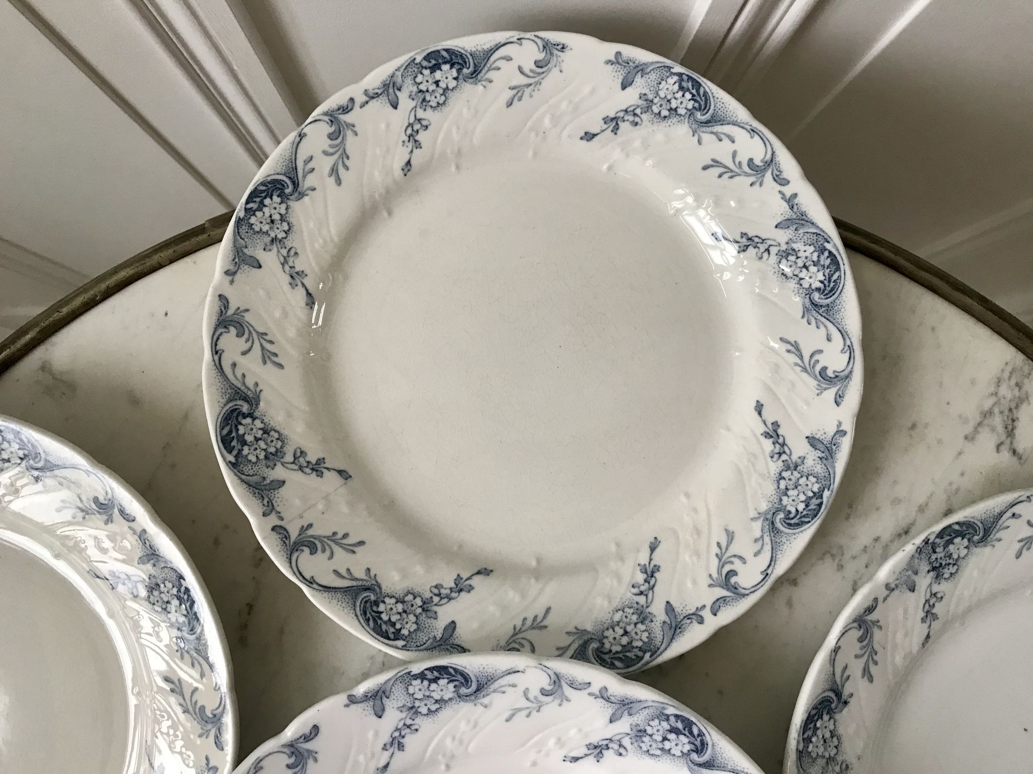 set of dessert plates in K&G Lunéville Iron Earth model "Angèle" late 19th century