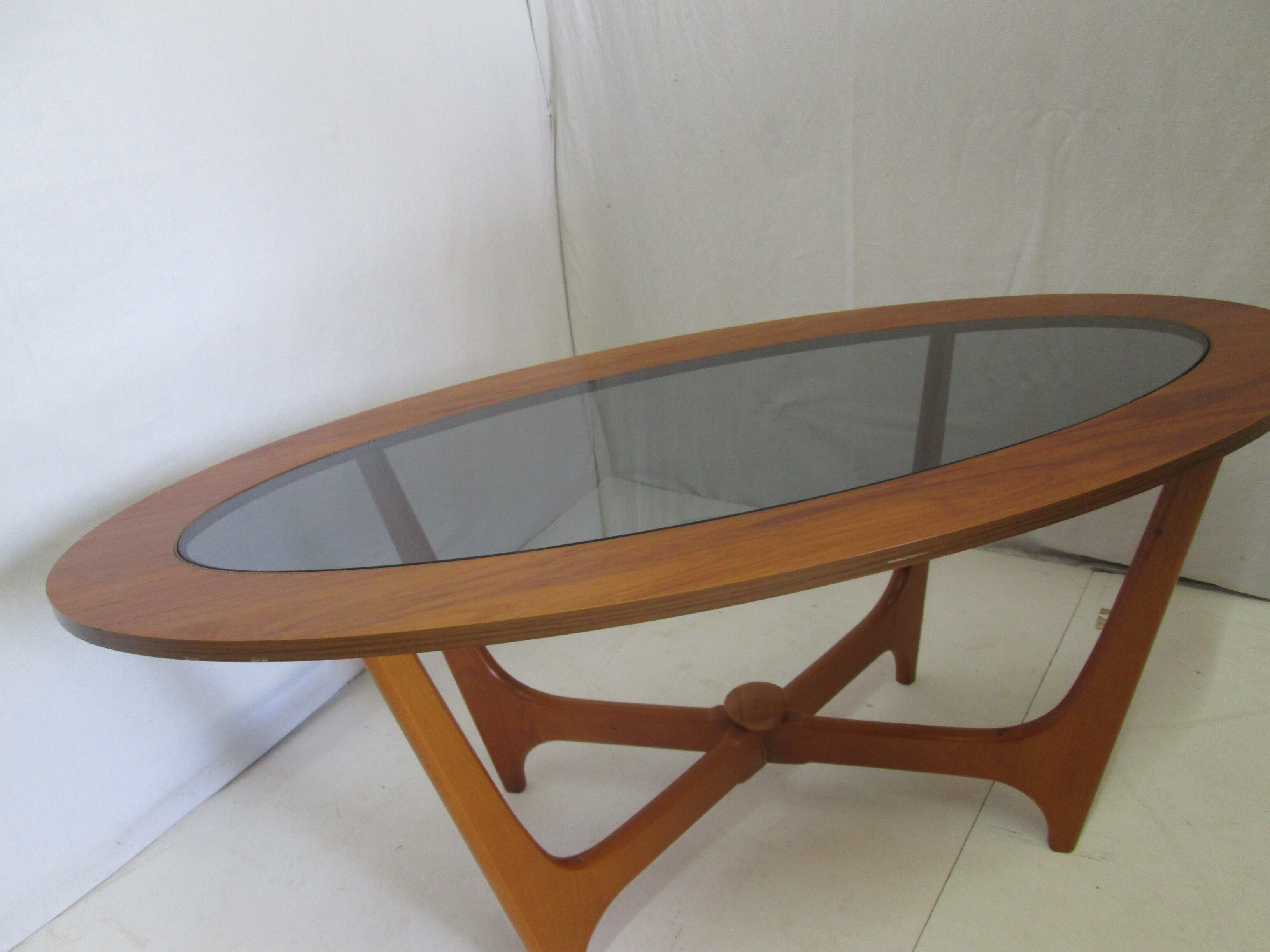 Oval teak coffee table