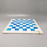 1970s Gorgeous Sky Blue and White Chess Set in Volterra Alabaster Handmade.