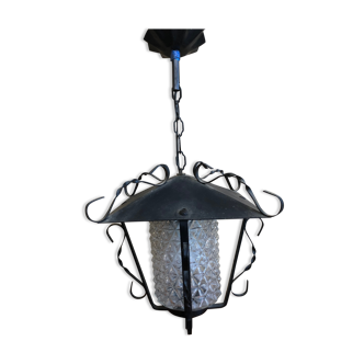 Old black metal lantern pendant light