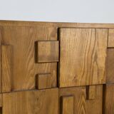 Brutalist Ashwood Sideboard with Sculptural Geometric Front