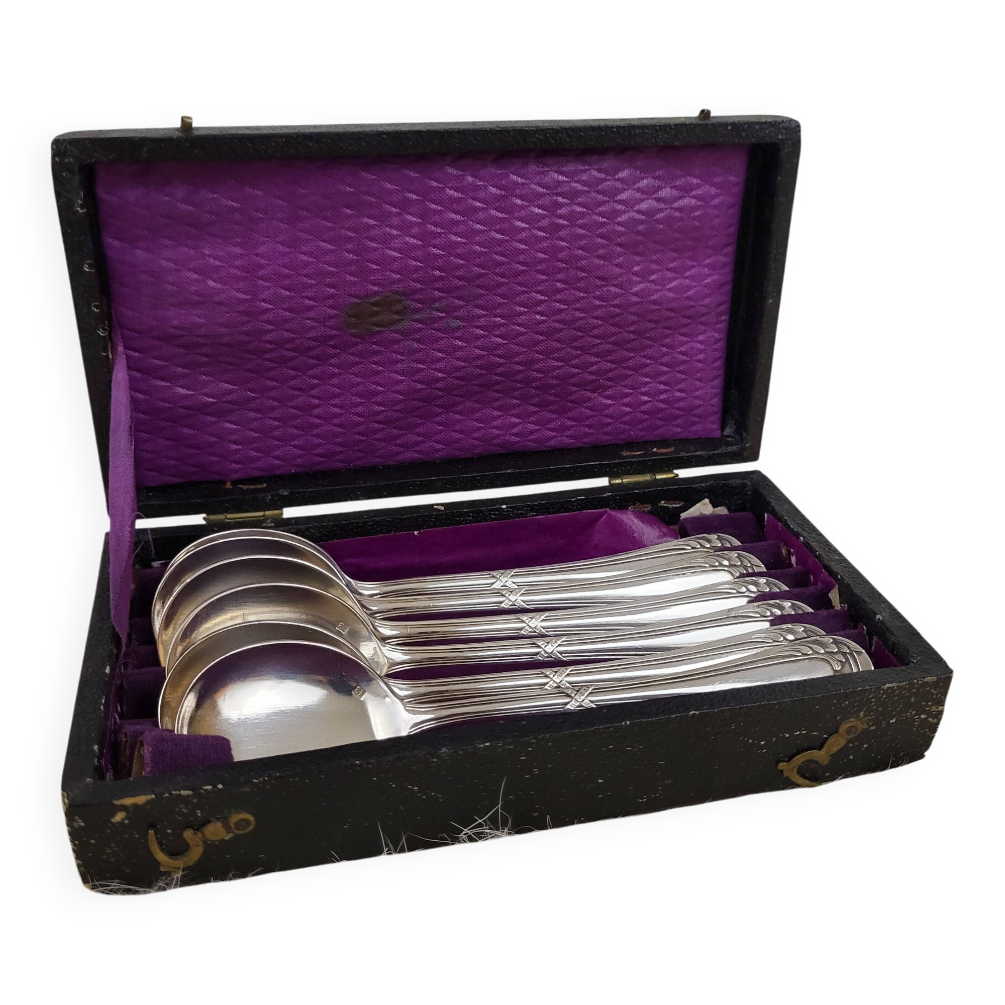 6 silver-plated metal spoons