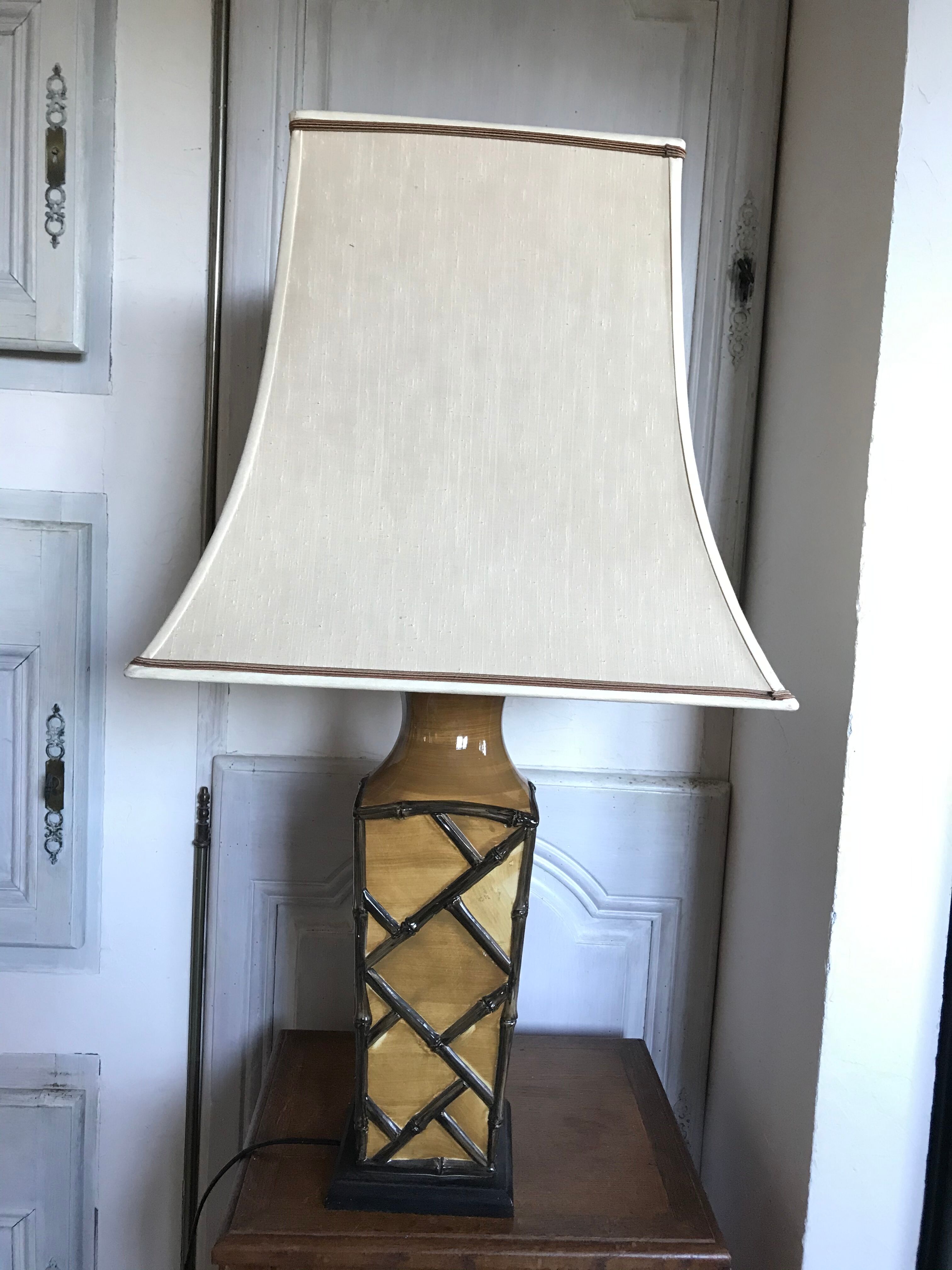 Vintage ceramic lamp bamboo style
