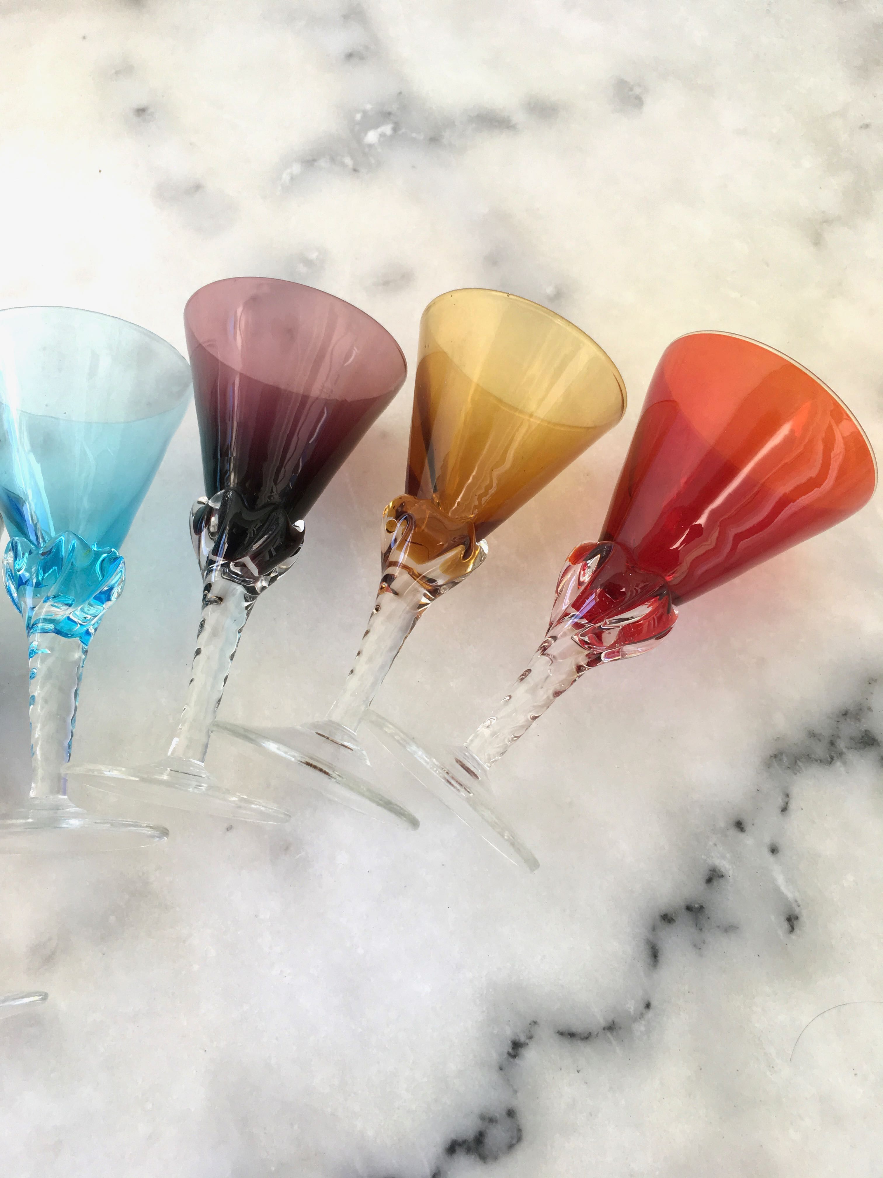 Set of 6 colored alcohol glasses