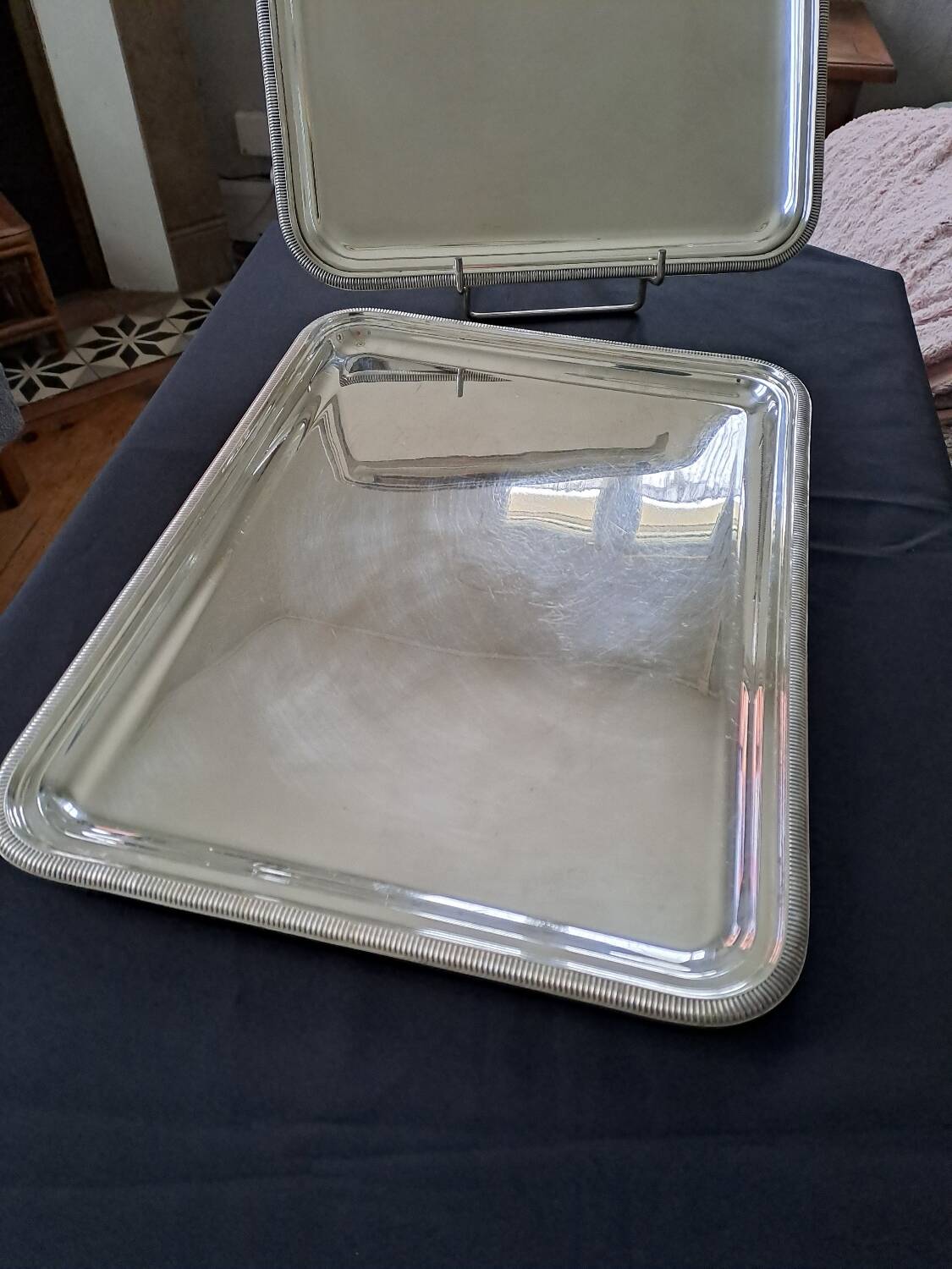 Set of two silver-plated metal trays from Christofle