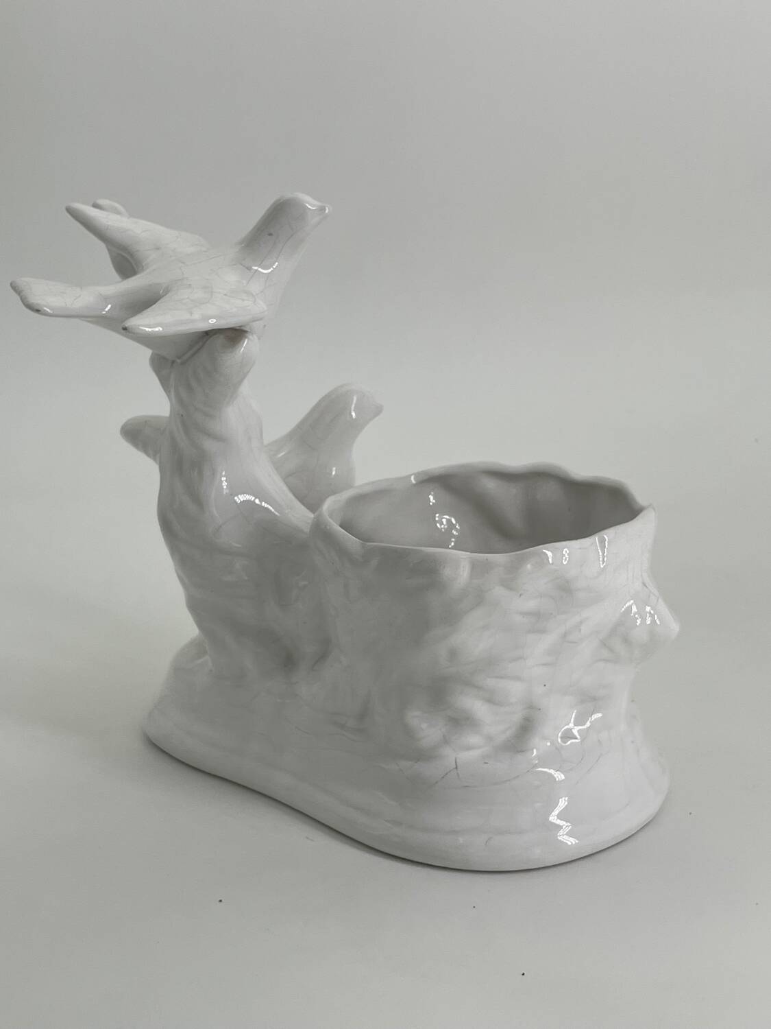 Vintage white porcelain dove planter