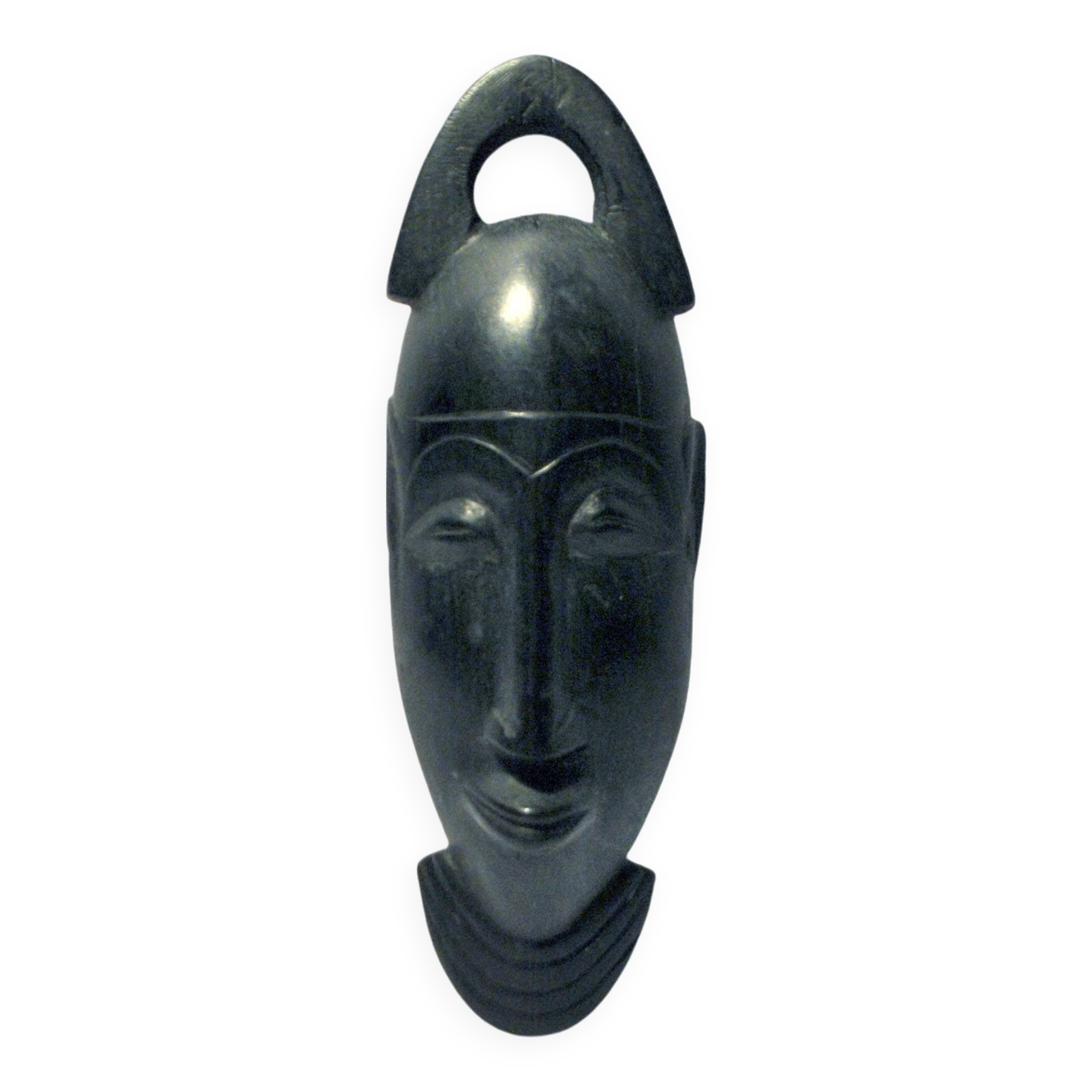 African mask smiling head in ebony wood sculpture africa 20x7cm