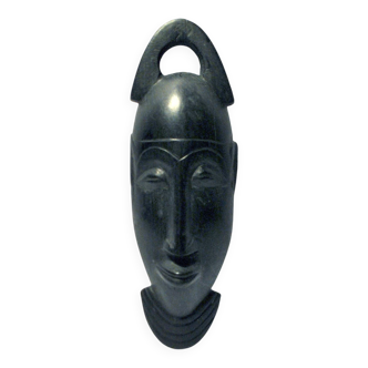 Masque africain tête souriant en bois d'ébène sculpture afrique 20x7cm