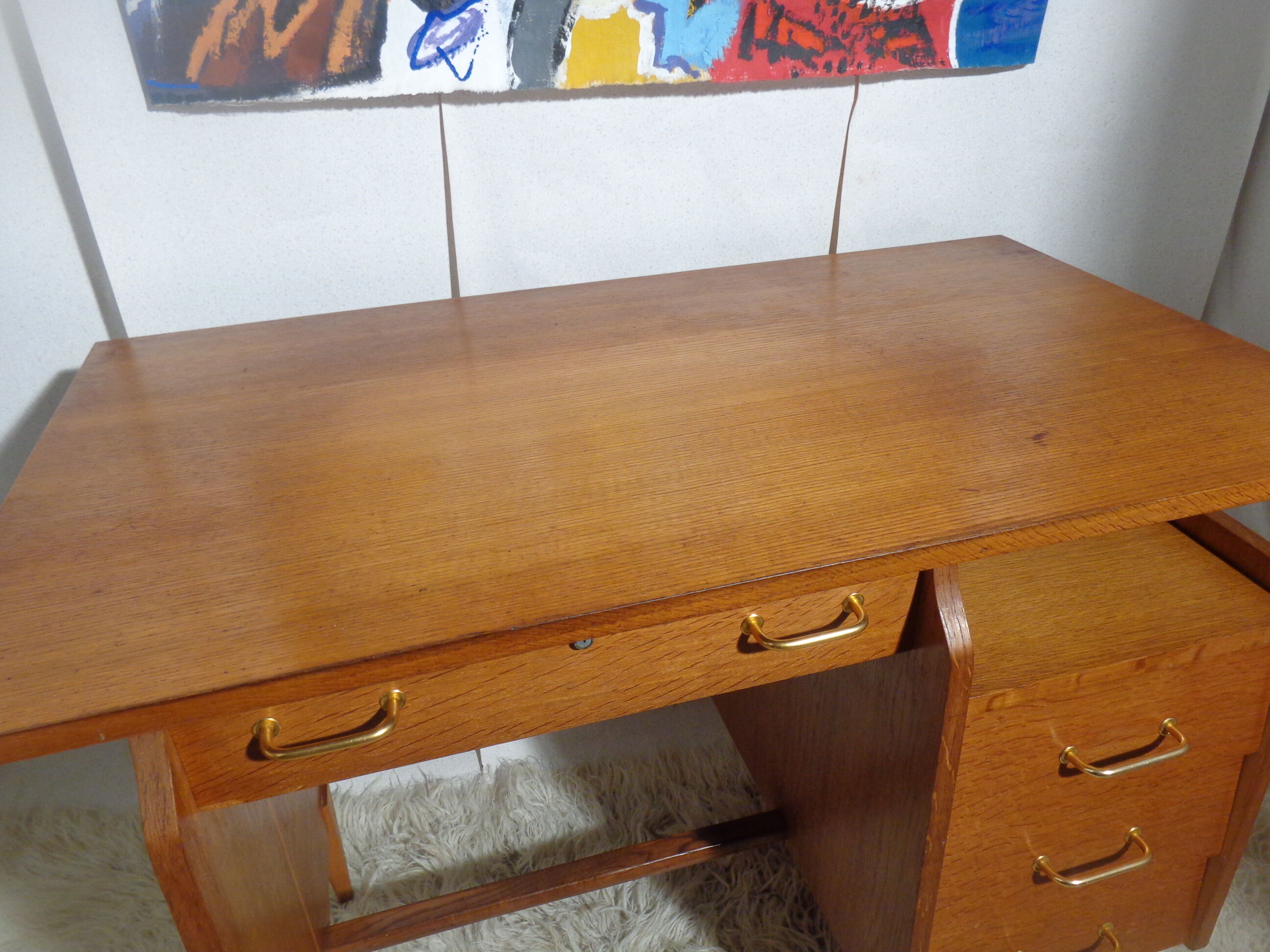 Vintage desk of the 1950s in light wood