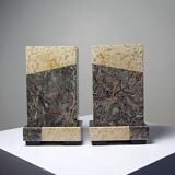 Pair of bookends, Art Deco fireplace decoration in antique marble from the 1920s-1930s.