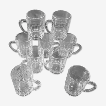 9 glass coffee cups 70s