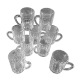 9 tasses à café en verre années 70