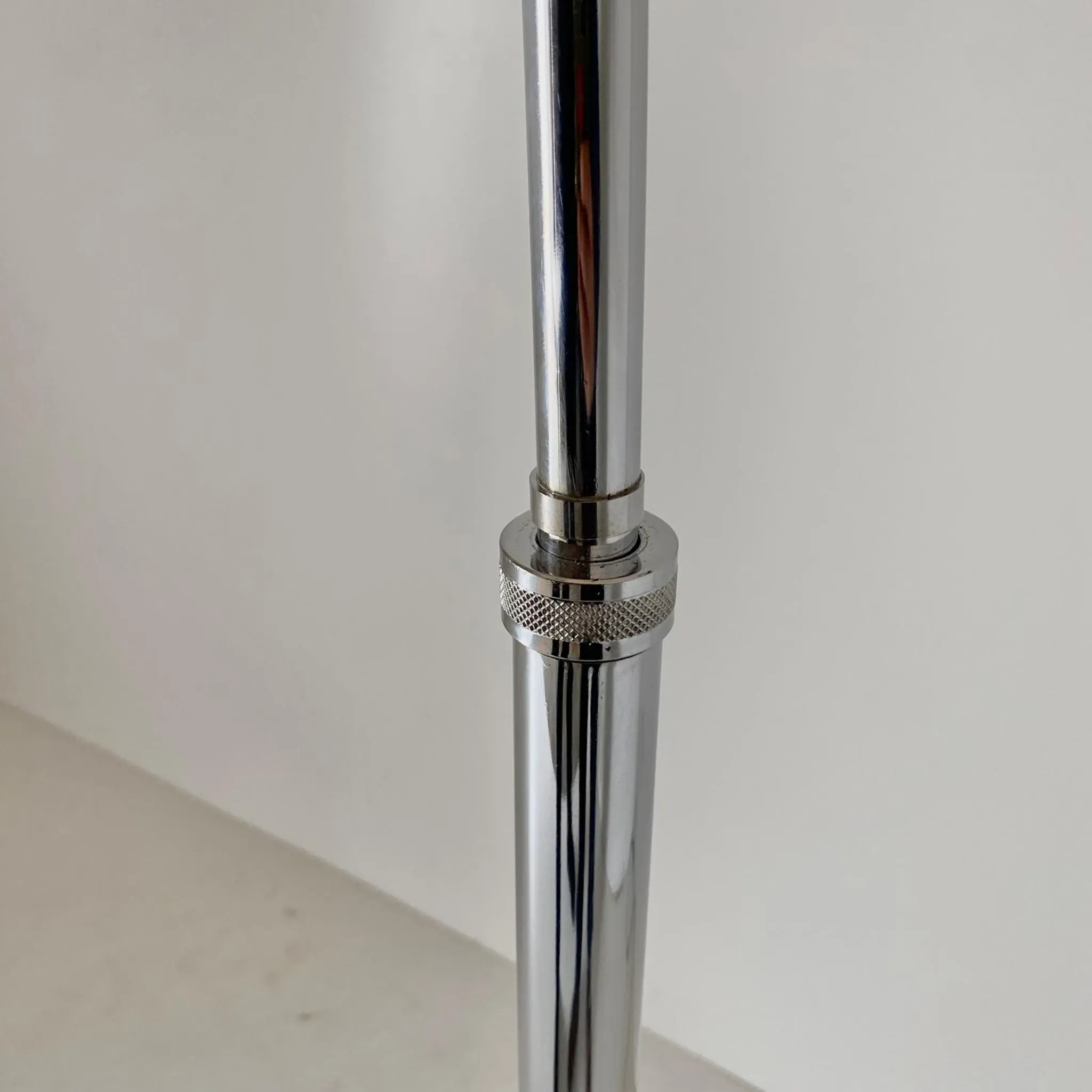 Sculptural Italian Space Age XL Chrome Arc Floor Lamp with Carrara Marble B
