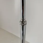 Sculptural Italian Space Age XL Chrome Arc Floor Lamp with Carrara Marble B